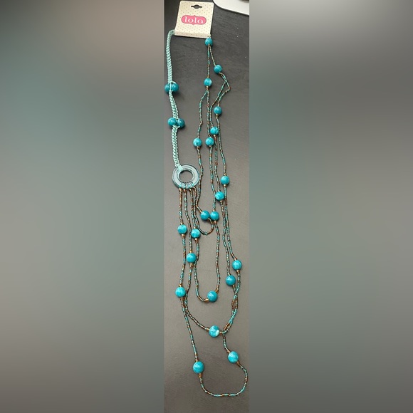 lola Jewelry - 2/$15 NWT Lola Aquamarine & Brown Long Beaded Necklace
